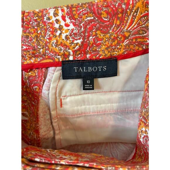 Talbots Red Orange Paisley Print Chino Shorts - Size 10 - Picture 6 of 6